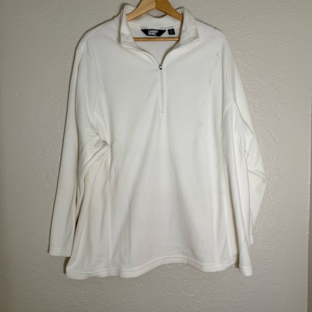 Lands' End Women's Ivory Cream  Zip-Up Sweater Size 3X